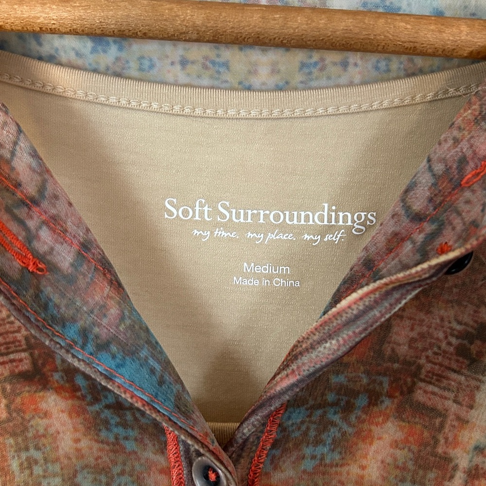 SOFT SURROUNDINGS Golden Tapestry Safra Shirt Sheer Tunic SZ M - Picture 2 of 10